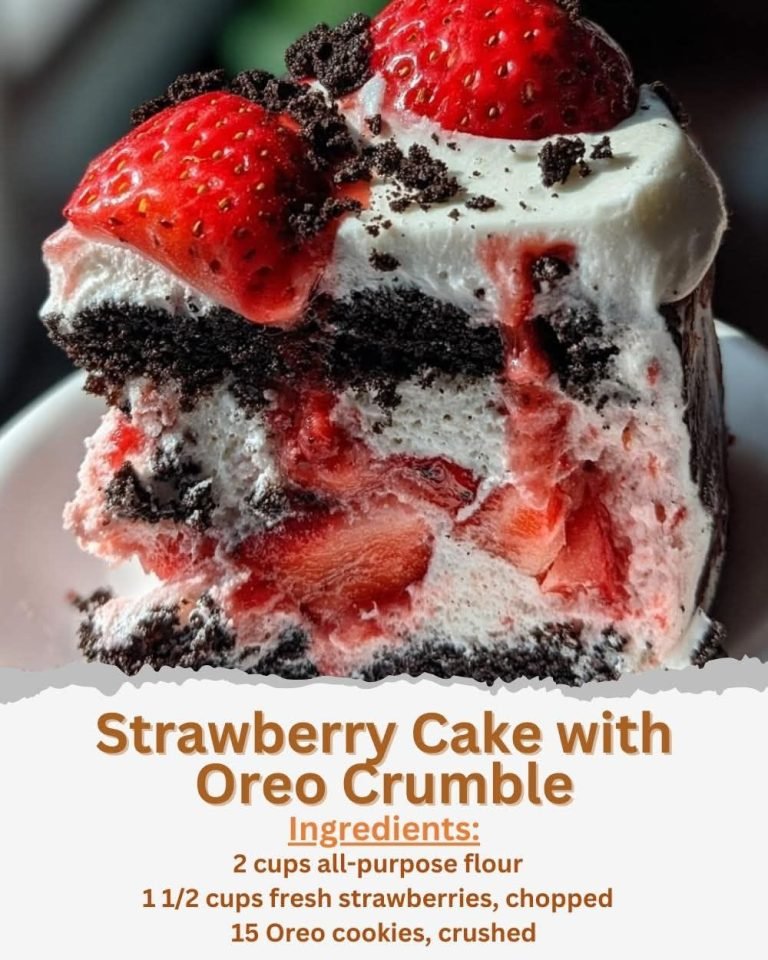 Strawberry Cake with Oreo Crumble