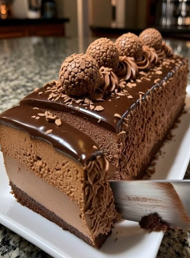 Cake foam truffled with dark chocolate