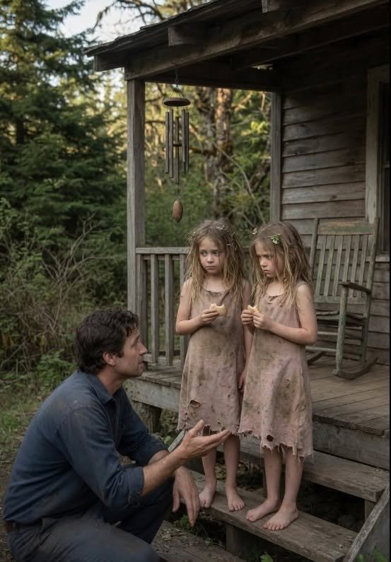 I Thought I Was Driving to My Late Wife’s Mountain House to Finally Let Her Go. Instead, I Found Two Abandoned Twin Girls Standing Barefoot on the Porch, Clutching Stale Bread Like It Was the Last Thing Keeping Them Alive.