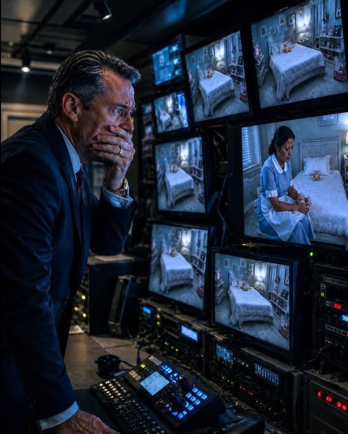 The billionaire pretended to go to Europe… But what he saw on the hidden cameras between his housekeeper and his daughters left him frozen. The billionaire turned off the lights in his mansion, picked up his suitcase, and kissed his daughters goodbye, as if nothing had happened. « I’ll only be gone for a few days, » he told them with a calm smile.