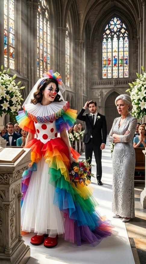 My mother-in-law replaced my wedding dress with a clown costume, so I wore it anyway. The morning of my wedding, I unzipped the garment bag holding the dress I’d spent eight months choosing. The one I’d saved for. The one that was supposed to make me feel like a bride. Instead, I found bright colors, oversized fabric… and a red nose. My maid of honor, Sarah, froze. “What is this?” I just stared at it—and then I laughed. Because I knew exactly who was behind it.
