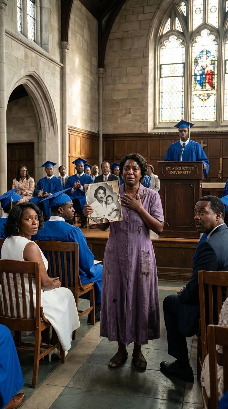 My ex’s new wife stole my seat at my son’s graduation. “His mother can watch from the back. She should be used to it by now,” she laughed. My ex did nothing. After working double shifts for 18 years to raise the valedictorian, I was forced to stand in the shadows near the exit. When my son took the podium, he didn’t smile. He folded his speech, pointed directly at his stepmother, and said something into the microphone that made her went deadly pale.