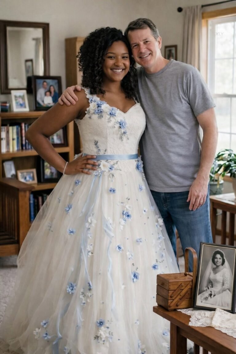My Father Turned My Late Mother’s Wedding Dress into My Prom Gown—My Teacher Mocked Me Until a Police Officer Changed Everything