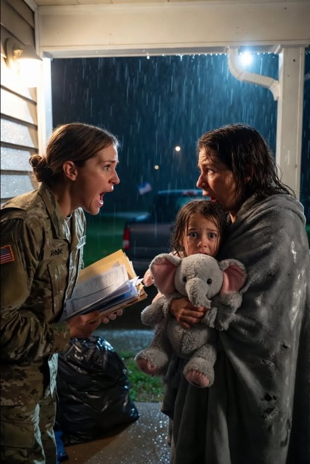 My sister staggered onto my porch in the freezing rain with her little girl shaking in her arms, and all she could say was, “Brian brought his mistress home.” His mother had helped throw them out, their bank account was empty, and by sunrise he was already building a custody lie. But he forgot one thing—I was a soldier, and his paperwork had blood on it.