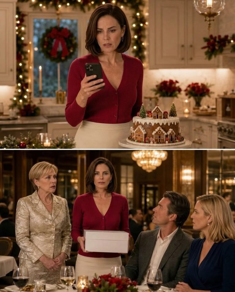 I was slicing a Christmas cake when my husband’s message lit up my phone: “Tonight, I’ll leave her. Then it’s just us, Paris, and the money.” He rushed in pale, whispering, “Claire, don’t be dramatic.”