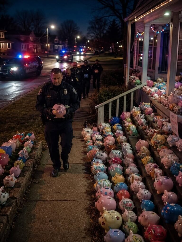 My 6-Year-Old Son Gave Away All the Money in His Piggy Bank to Help Our Elderly Neighbor – The Next Morning, Our Yard Was Covered in Piggy Banks, Patrol Cars, and a Secret Our Town Had Forgotten