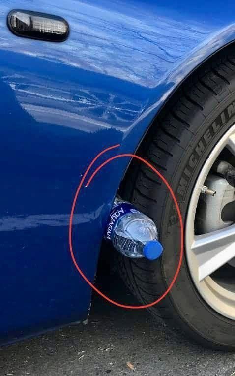 What does plastic bottle on tire mean?