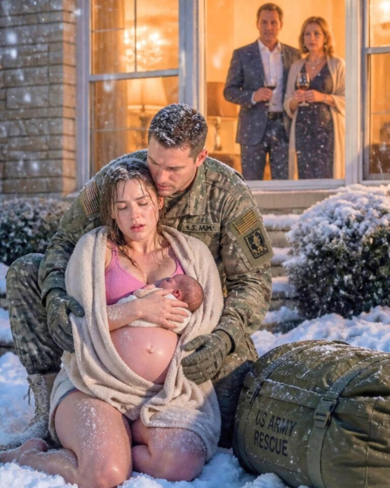 After eighteen months deployed overseas, I came home through a blizzard expecting warmth, but found my wife collapsed on the frozen porch, clutching our baby. “Your parents said we were no longer family,” she whispered.