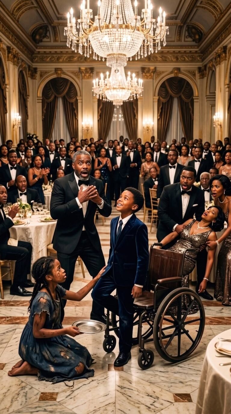 I laughed when a barefoot girl entered the luxury restaurant, saying, “I’ll heal your son for a plate of food.” But when she touched him, my son gasped, “Dad, my legs feel warm!” I fell to my knees, trembling in horror, because as she smiled, she whispered a dark secret only my dead wife knew…