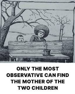 This old illusion baffles the brain: find the mother of two children in 5 seconds