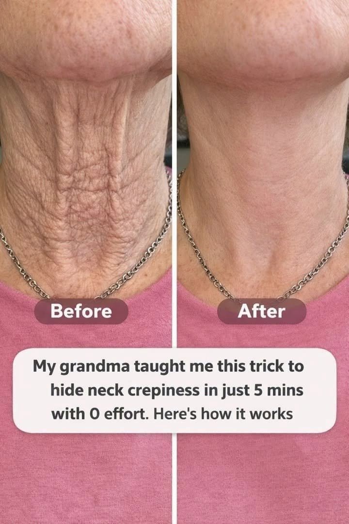 My grandmother taught me this trick to hide neck crepiness in just 5 mins with 0 effort. Here’s how it works