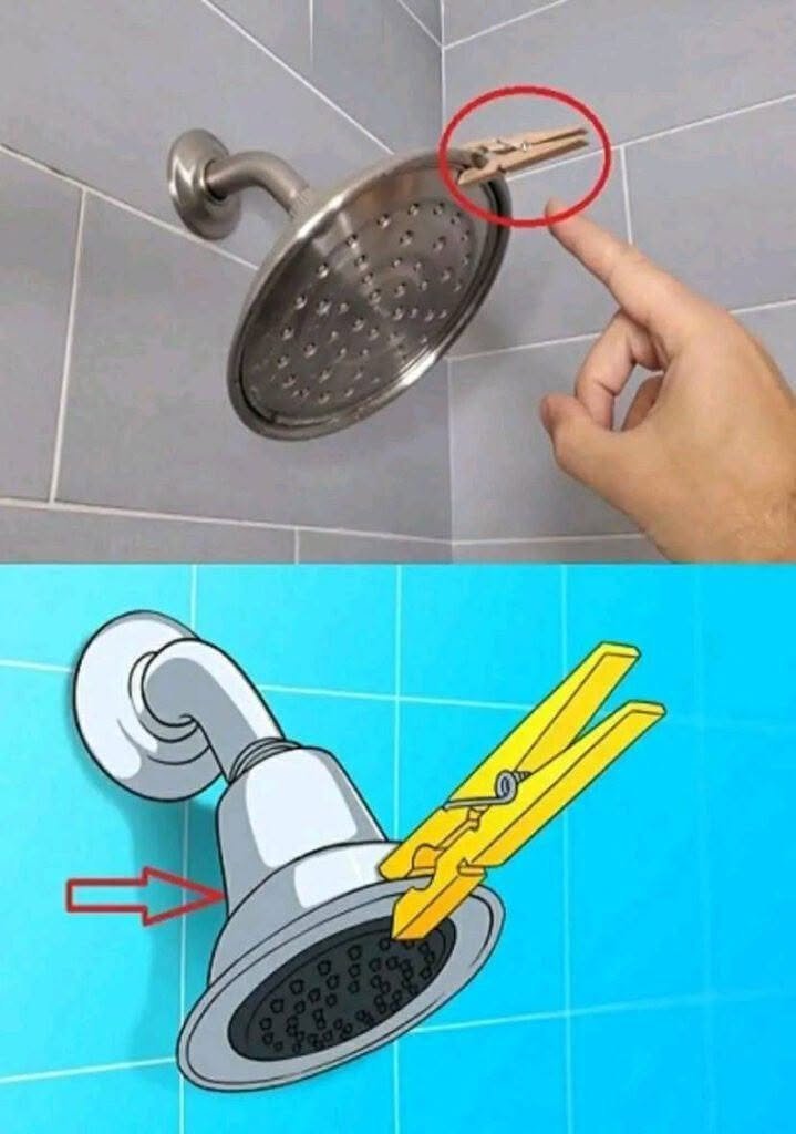 Why hang a clothespin above the shower: Once you know it, you’ll always do it!!