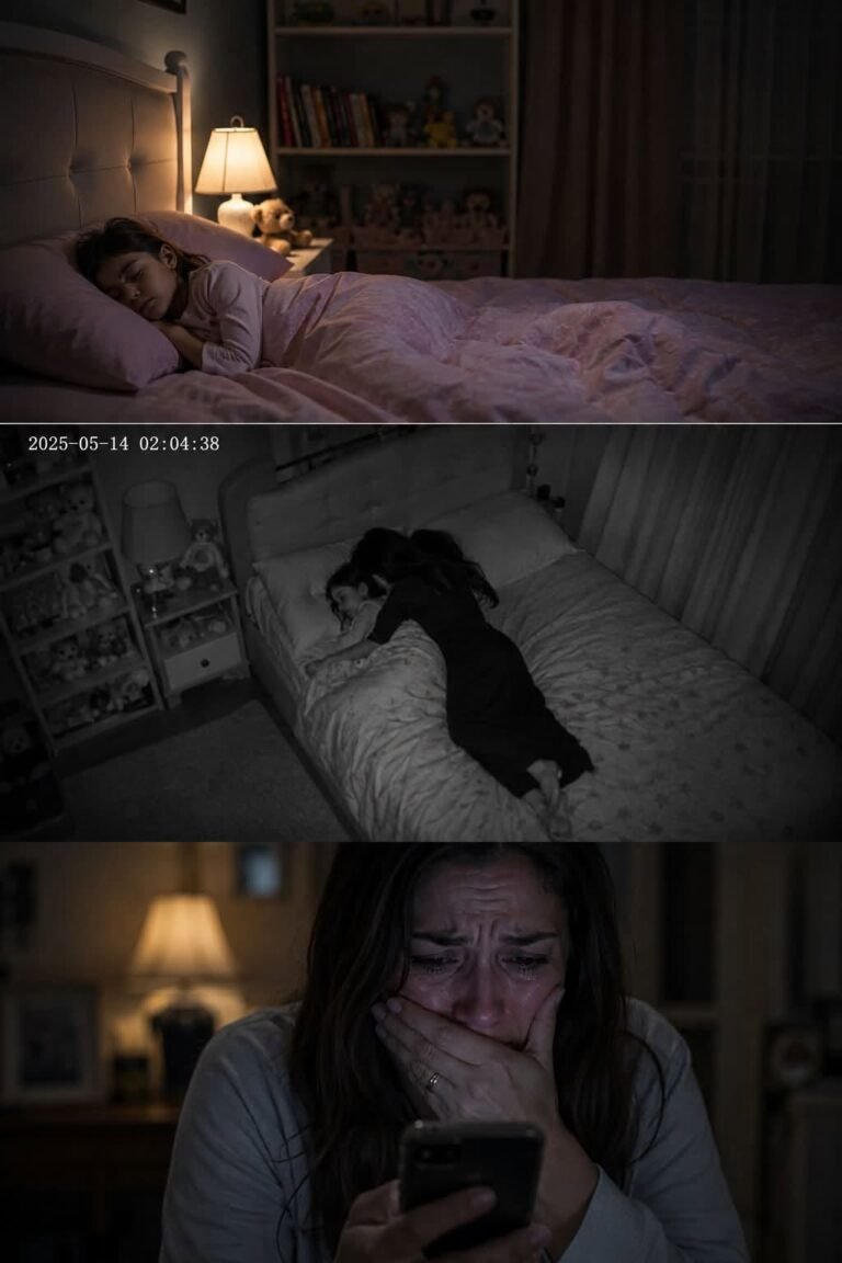 An eight-year-old girl sleeps alone, but every morning she complains that her bed feels “too small.” When her mother checks the security camera at 2 a.m., she breaks down in silent tears….