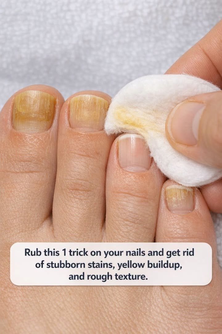Rub this 1 trick on your nails and get rid of stubborn stains, yellow buildup, and rough texture