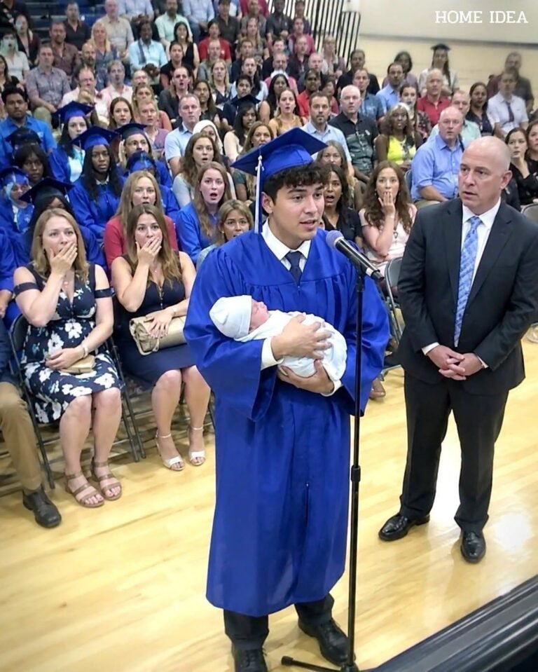 They laughed when my son walked across his graduation stage holding a newborn — one woman whispered ‘just like his mother’… but what he said next left the entire room silent