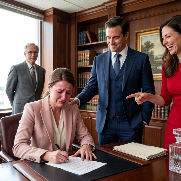She signed the divorce papers without a word—no one realized her billionaire father was seated quietly at the back of the room… The ink on the documents hadn’t even fully set when Ethan Carter let out a low chuckle and casually flicked a black Amex card onto the polished mahogany table. “Go ahead, Emily. That should be enough to rent some tiny place for a month. Think of it as payment for the two years you wasted being my wife.” From the side of the room, his lover Vanessa laughed under her breath, already picturing how she would redesign Ethan’s luxury penthouse. They believed Emily was nothing more than a poor girl with no family to fall back on. They thought she was sitting there, afraid. What they didn’t notice was the man in the charcoal suit sitting silently in the back. They didn’t know he was Alexander Reed—the owner of the entire building… and Emily’s father. And they had no idea that the moment she signed those papers, Ethan had just lost everything. The conference room at Harrison & Cole carried the scent of leather, stale coffee, and a marriage falling apart. It sat high above the city skyline, the rain-streaked windows framing a gray, distant Phoenix. Emily sat quietly on one side of the long table. Her hands rested gently in her lap. She wore a simple cream cardigan, slightly worn, with no jewelry—not even her wedding ring, which she had taken off days earlier. Across from her sat Ethan. He looked every bit the successful entrepreneur he claimed to be. His tailored navy suit, his expensive watch, his sharp, confident smile. “Let’s not complicate this, Emily,” he said, sliding the stack of papers toward her. The pages brushed softly against the table. “We’re both tired. This marriage was a mistake from the start.” “A mistake…” she repeated quietly. Her voice was calm, her eyes steady on the bold title at the top: “Dissolution of Marriage.” “Don’t start acting like a victim,” Ethan sighed, leaning back. “When we met, you were just a waitress. I thought I was helping you. Giving you a better life. But you never belonged in my world.” He gestured dismissively. “You don’t know how to act at events. You don’t know how to speak to investors. You’re just… dull.” Vanessa chimed in, barely looking up from her phone. “She really is boring, Ethan. And her cooking? It’s embarrassing.” Ethan laughed. “My company’s about to go public next month. My team says it’s better if I’m single. Looks cleaner.” Emily looked at him. “So two years of marriage… and now I’m a liability?” “It’s business,” he replied. “Don’t get emotional.” He tapped the papers. “The prenup says you get nothing. But I’m being generous.” He tossed the card toward her. “There’s money on it. Enough for a fresh start somewhere cheap. And you can keep the old car.” “I don’t want your money, Ethan,” Emily said quietly. “And I don’t want the car either…”…