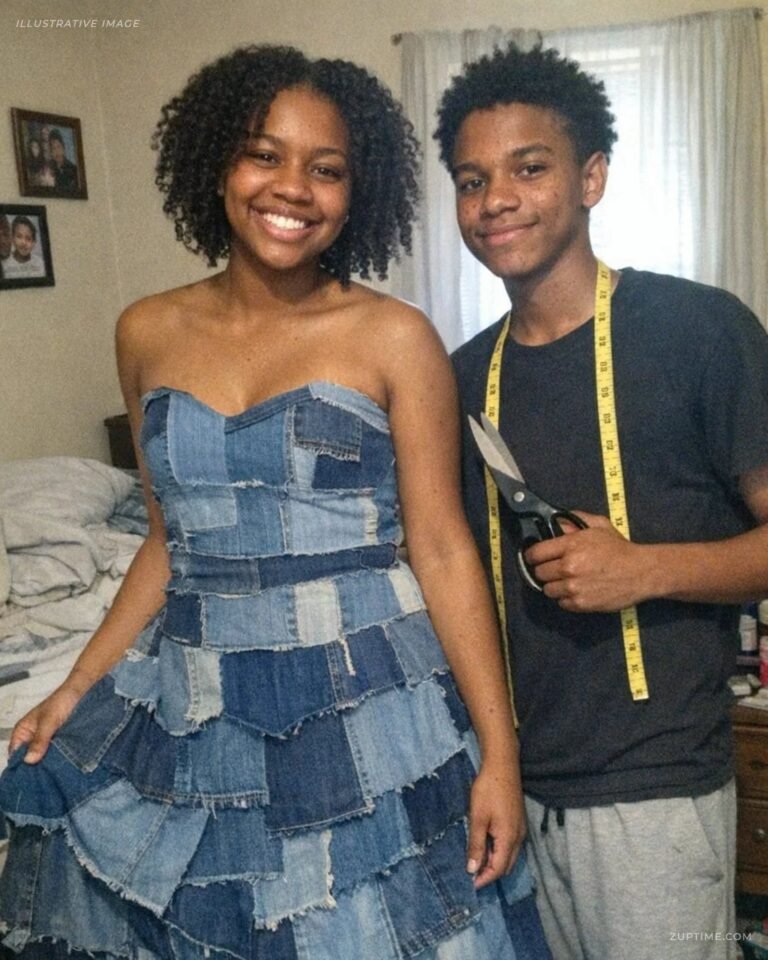 My Stepmom Laughed at the Prom Dress My Brother Sewed From Our Late Mom’s Jeans — By the End of the Night, the Whole School Knew the Truth
