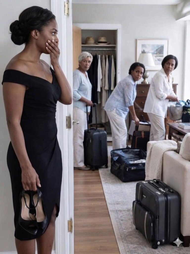 After my husband’s funeral, I returned home with my black dress still clinging to my skin. I opened the door… and found my mother-in-law and eigh