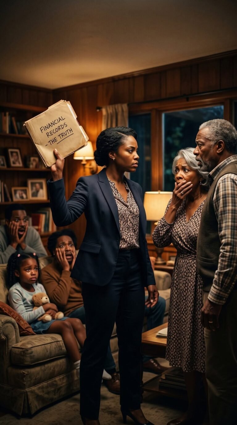 My dad barked at my 7-year-old stepdaughter, “No once cares what you think!” My mom added sweetly, “Only real grandchildren get to vote” She went silent. Then I stood up and said “I need to make an announcement!” Five minutes later, the whole room was in shock….