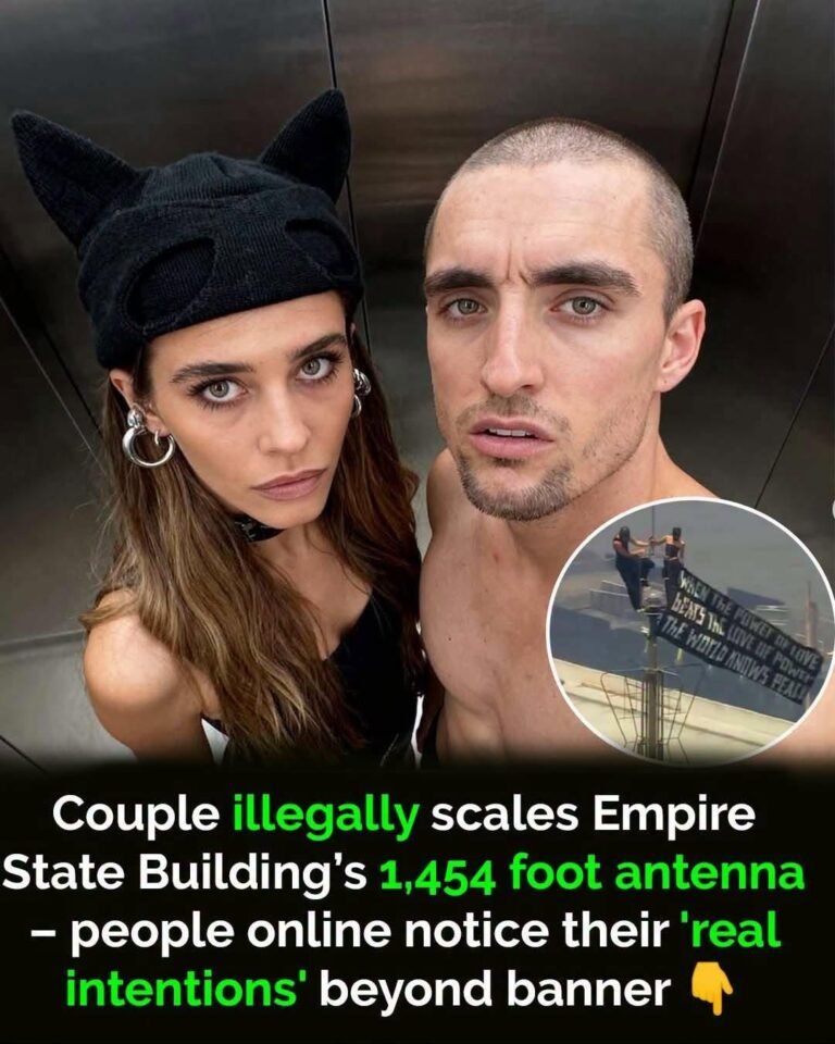 Couple scales Empire State Building – people question true intentions