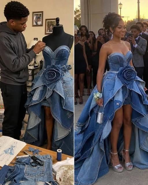 My Stepmom Laughed at the Prom Dress My Brother Sewed From Our Late Mom’s Jeans — By the End of the Night, the Whole School Knew the Truth