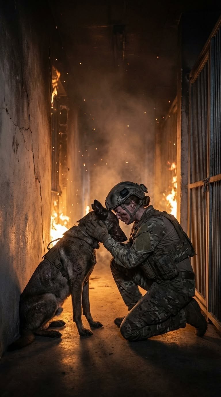 “Touch me and they’ll put you down—so decide now: attack, or believe me.” In a stark kennel corridor, a blind captain stands his ground against