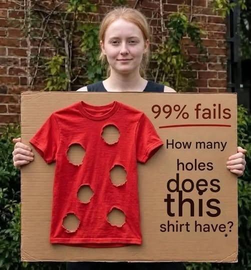 99% of people are wrong… How many holes does this shirt really have? 