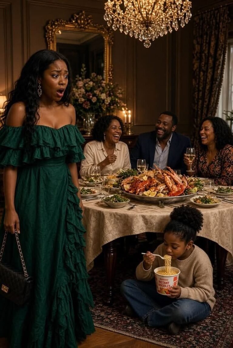 I came home from work to find a lavish dinner on the table, but my 11-year-old daughter was sitting alone in the kitchen eating noodles. “Grandma said we don’t deserve the same as them,” she told me, her voice trembling with fear. I glanced at the receipt, paid with my card, blocked it without a word, and left with her. 