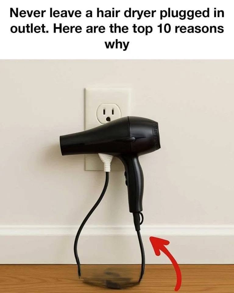 Never leave your hair dryer plugged in. Here are the top 10 reasons why