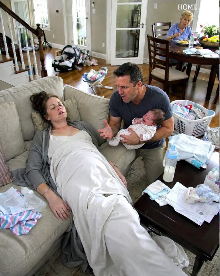 I returned home earlier than expected and found my wife unconscious on the couch while my mother calmly ate the dinner she had pressured her to prepare, ignoring our newborn’s desperate screams. When Mom glanced at Clara’s motionless body and called her a “drama queen,” 