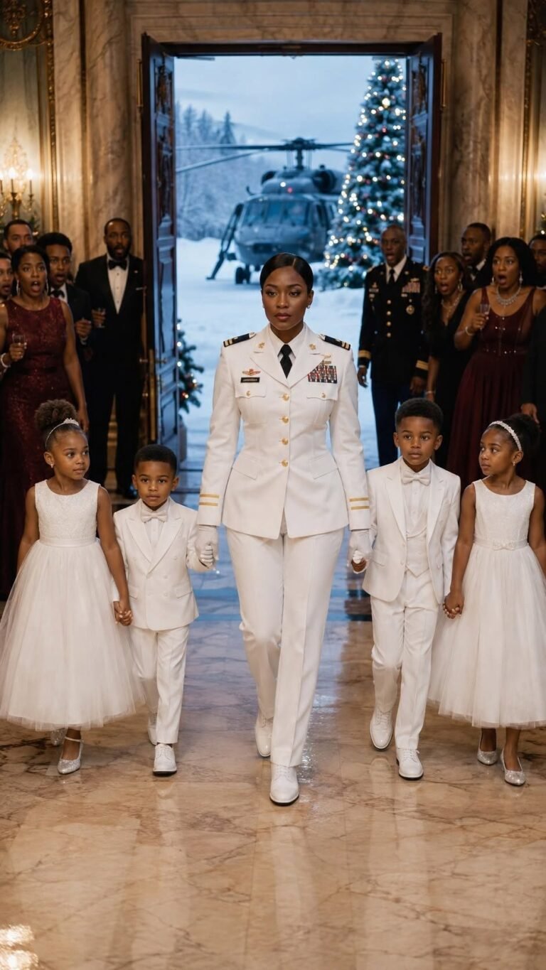 My ex-husband invited his “lonely, childless” ex-wife to Christmas dinner at his military estate, planning to show off his new fiancée. He expected me to arrive in tears. What Colonel Daniel Reynolds didn’t know was that I arrived in a state police helicopter with the 8-year-old quadruplets he abandoned before birth. When my son asked a single question, the Colonel’s engagement ring hit the floor…